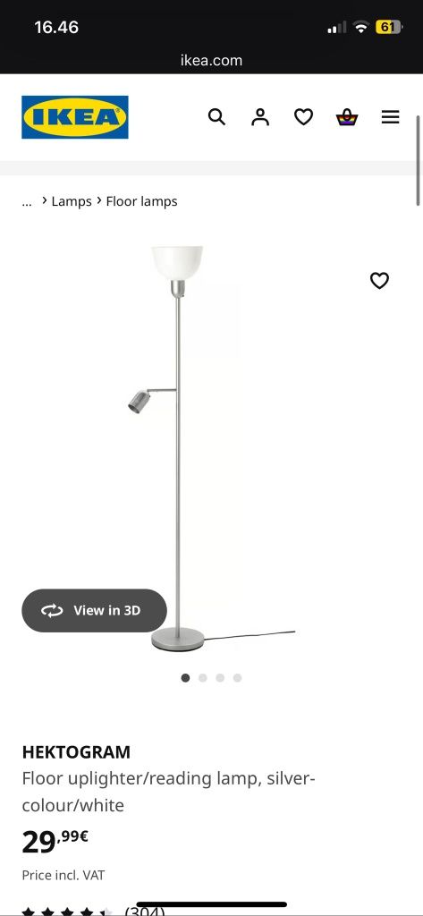 2x Candeeiros de pé IKEA Hektogram + lâmpadas incluídas