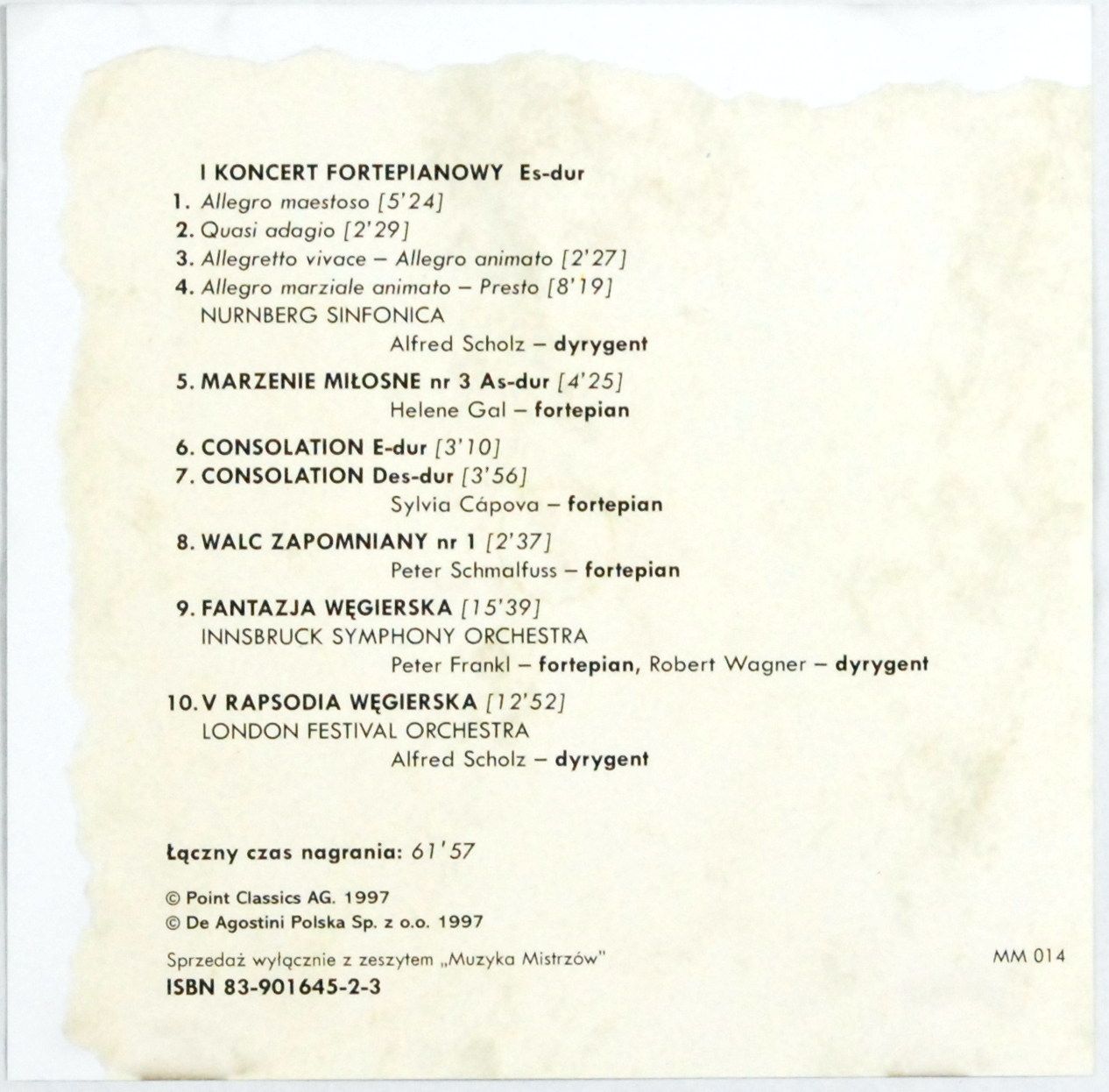 (CD) Muzyka Mistrzów - Liszt - Węgierska Fantazja BDB
