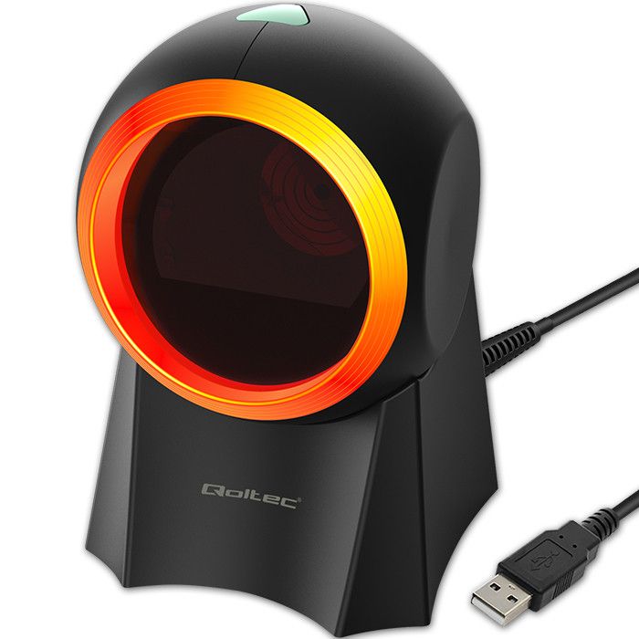 Stacjonarny czytnik kodów kreskowych 1D/2D przewodowy USB Qoltec 50857