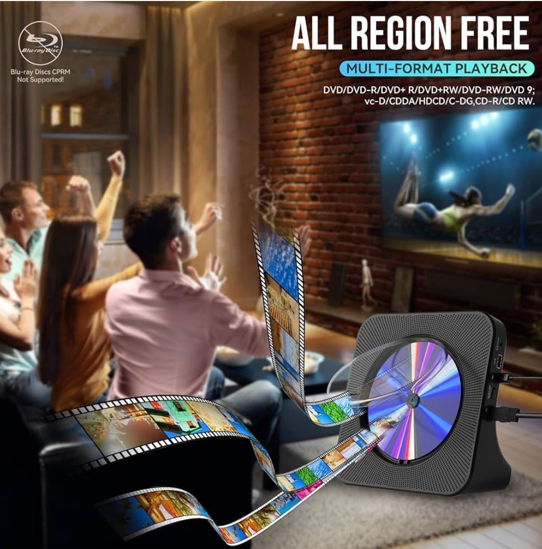 Gueray Odtwarzacz DVD/CD Bluetooth 5.0 FM HDMI USB Nowy!
