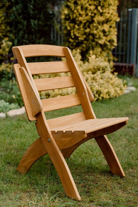 Meble ogrodowe drewniane, składane, 6 krzeseł + stół owalny X2