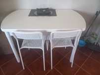 Mesa de cozinha madeira branca + 2 cadeiras