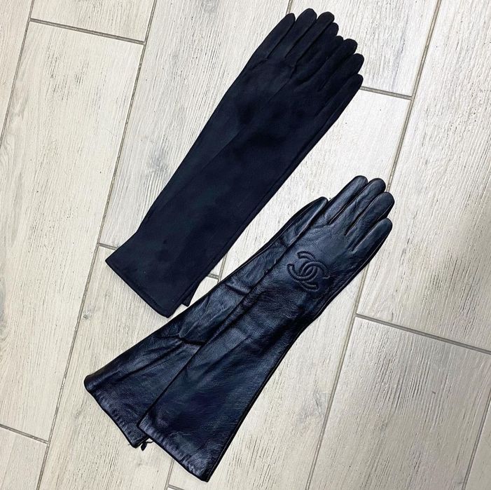 Шкіряні довгі Рукавиці перчатки chanel