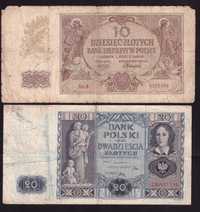 Banknoty polskie 10-20 złotych 1936-40 (2 szt.)