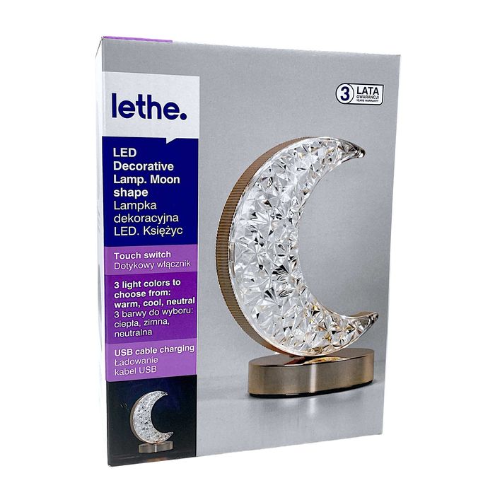 Lampka dekoracyjna złota GLAMOUR kryształ LED USB 3 tryby