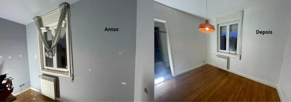 Pintura, pisos flutuantes, pisos porcelanato líquido e rodapés