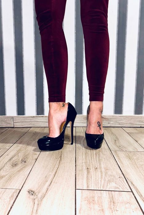 207/ OD RĘKI 43 czarne wysokie szpilki czółenka Trans Crossdress 35-48