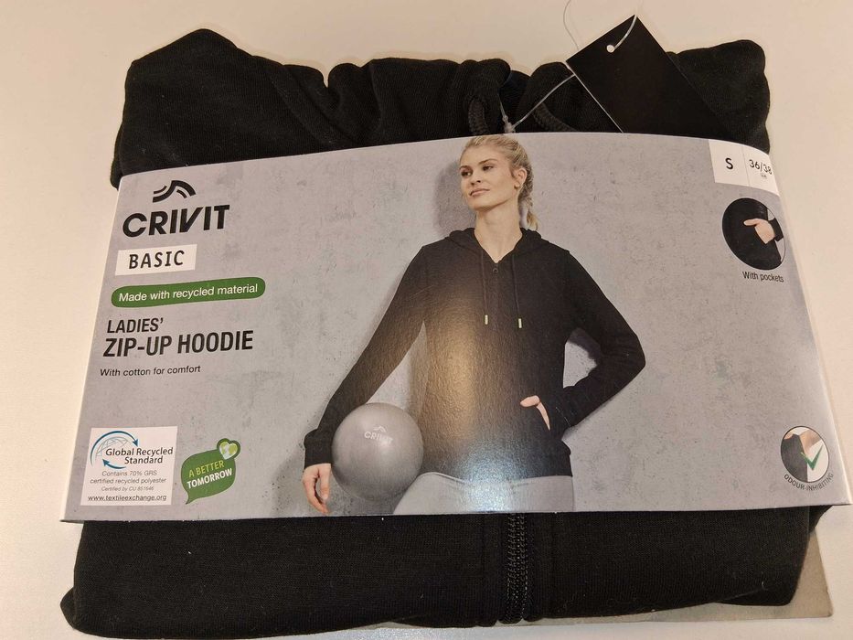 A148 Crivit Basic Damska Bluza Rozpinana Kaptur S 36/38
