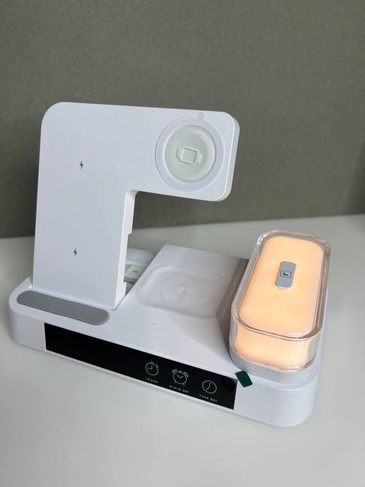 Беспроводная зарядка 4 в 1 30 W ватт быстрая швидка с ночником