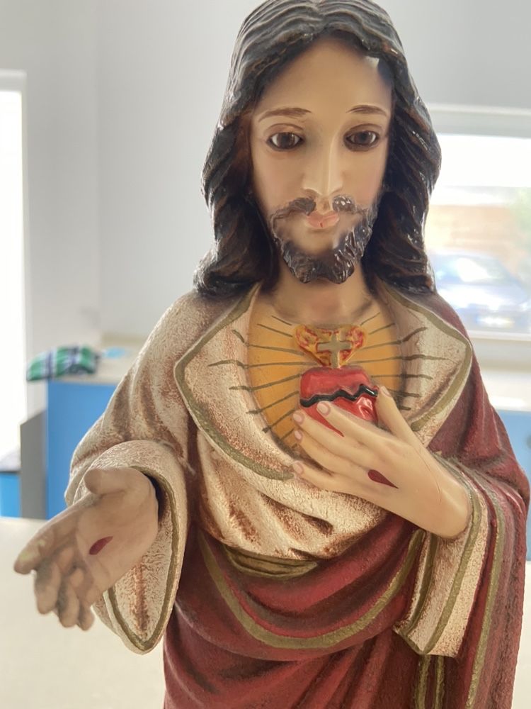 2 Estátuas Sagrado Coração de Jesus e Nossa Senhora de Fátima 54cm