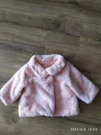 Futerko różowe miś 74 cm dla dziewczynki kurteczka płaszcz