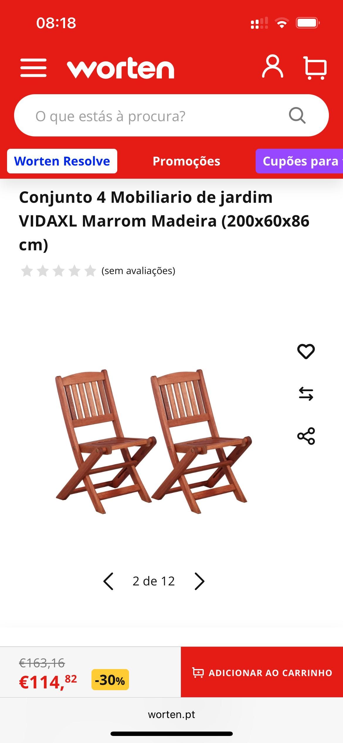 Mobiliário de exterior - madeira - novo