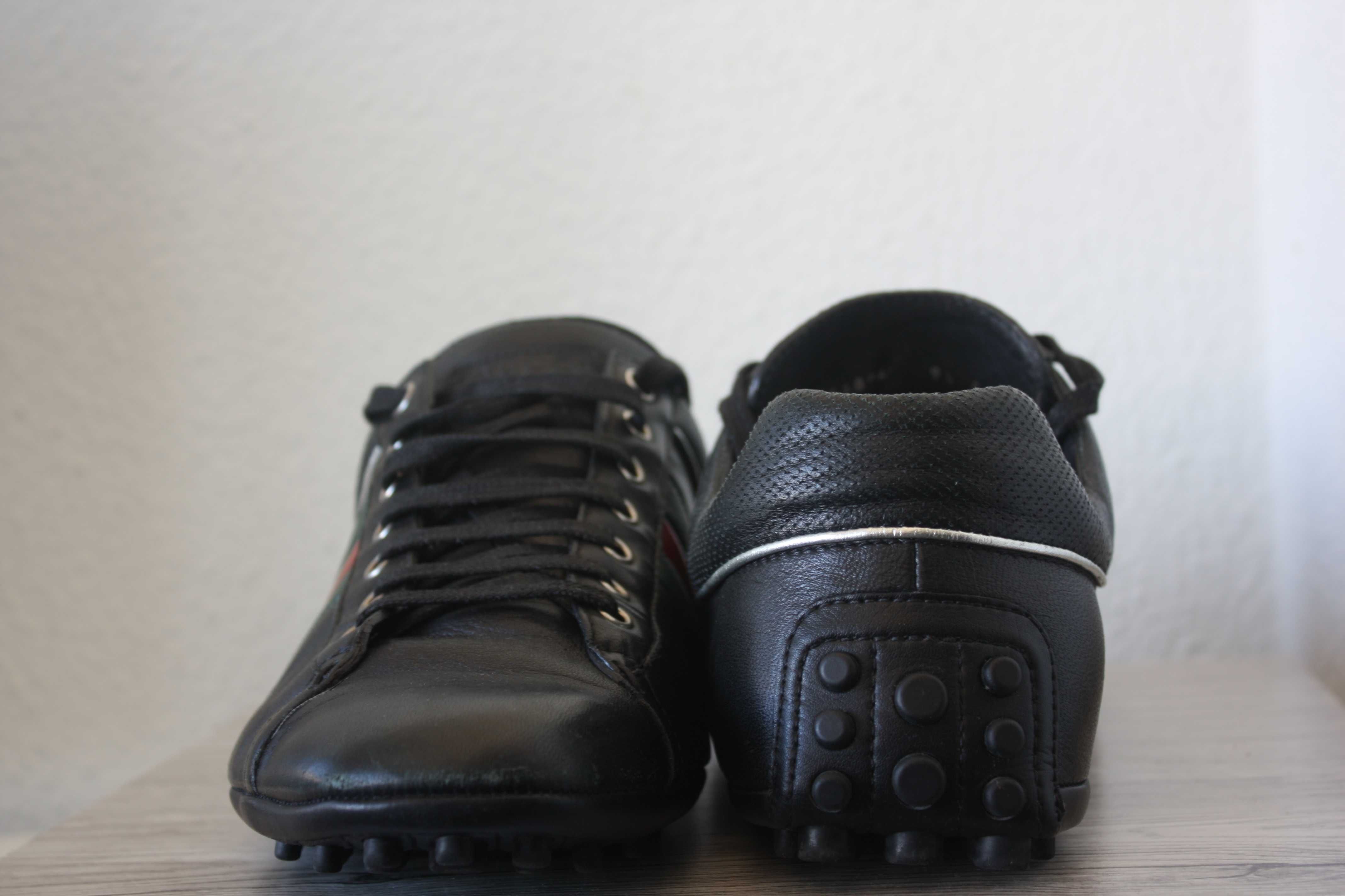 Gucci Black Leather Web Detail Low Top Sneakers Size 43( 1/2)