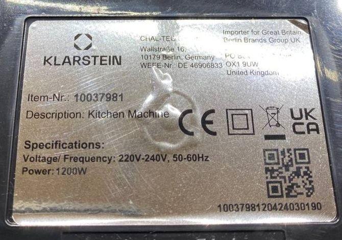 Тістоміс / тестомес / міксер / миксер / Klarstein  з Німеччини 1200w