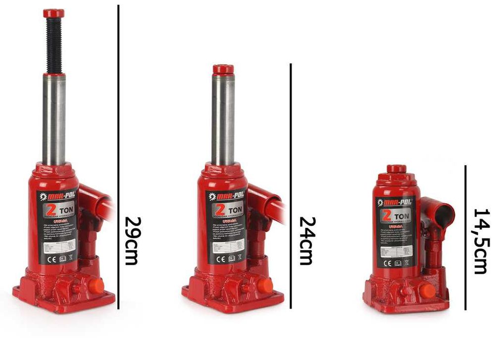 PODNOŚNIK HYDRAULICZNY Słupkowy 2 Tony Lewarek 2T 29cm