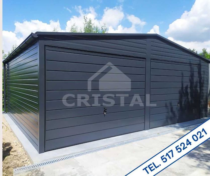 Garaż blaszany, garaż blaszak 6x5,8 ORZECH - 100% PROFIL ZAMKNIĘTY