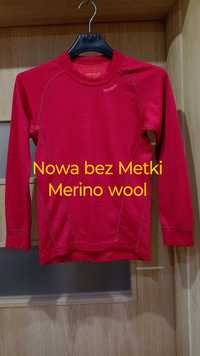 Śliczna bluzka koszulka wełniana, Merino wool wełna, Devold 140