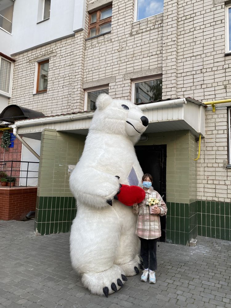 Белый Мишка,Полярный Медведь,Ростовая Кукла на Праздник и Юбилей