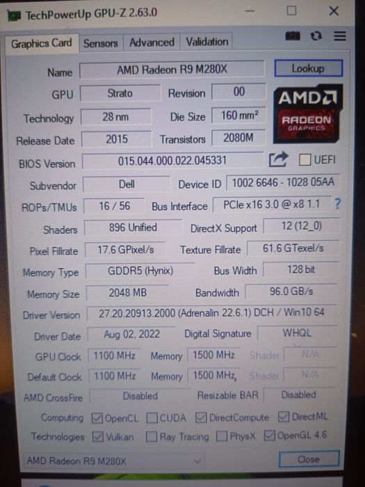 Відеокарта AMD Radeon R9 M280x 2gb VRAM. MXM-B (3.0)