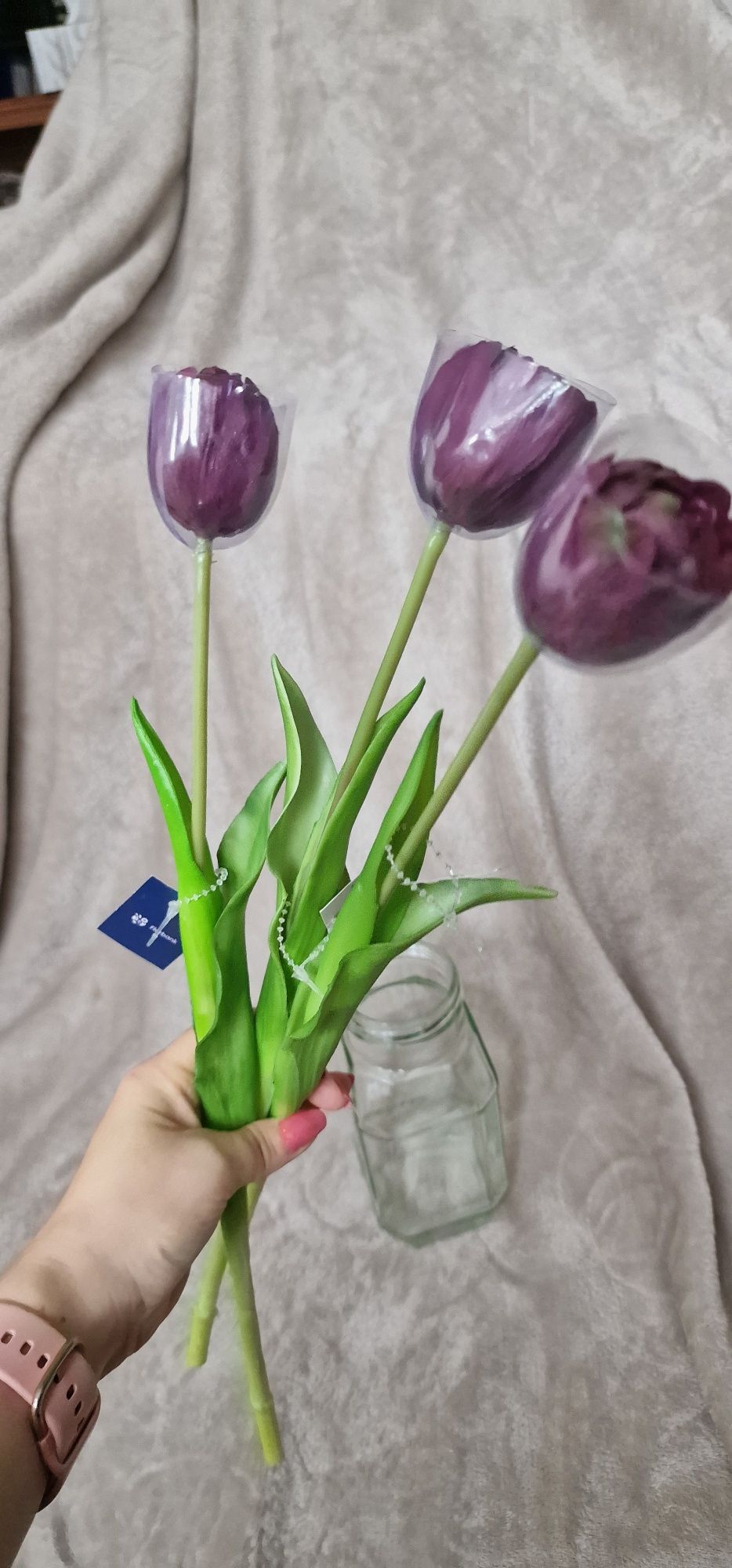 Fioletowy gumowy kwitnący tulipan - cena za 1 sztukę