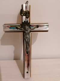 Antyk stary Krzyż  z Chrystusem 1987r. Posrebrzany
