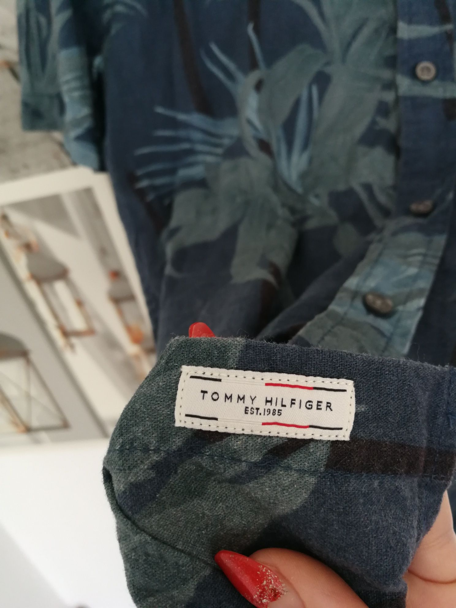 Koszula lniana wakacyjna Tommy Hilfiger motyw palmy wakacje 2024
