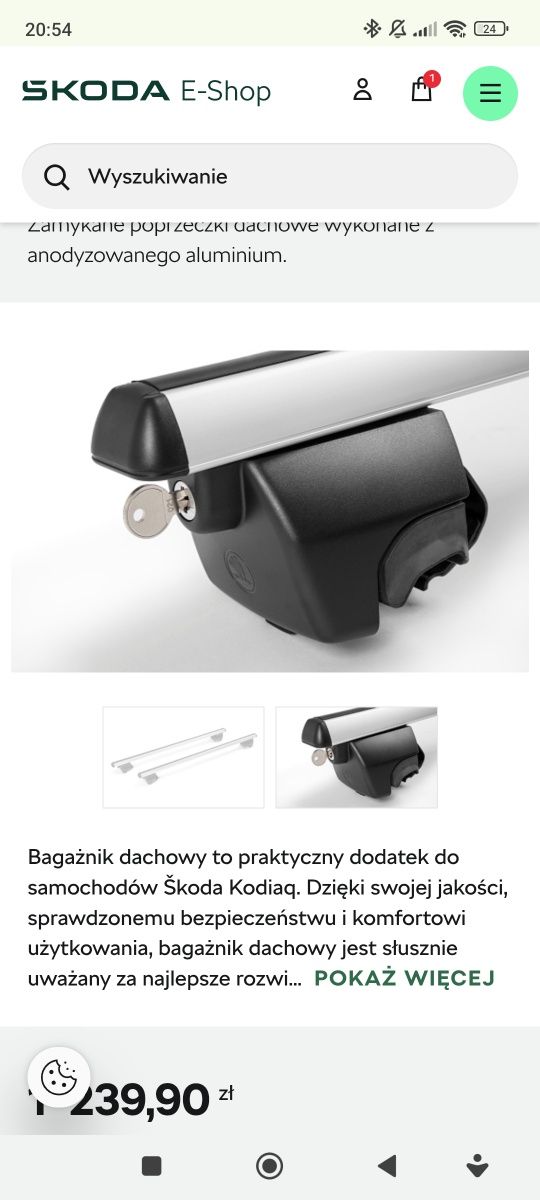Bagażnik Belki dachowe plus box dachowy Skoda Kodiaq