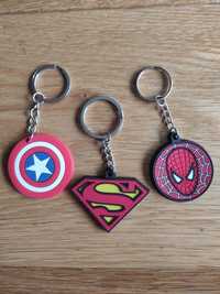 Porta-chaves Superman / Super-homem, Homem-aranha e Capitão América