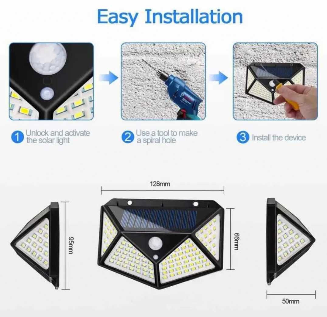 Luz solar 100led