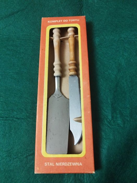 Komplet sztućców do tortu PRL vintage