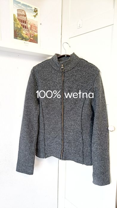 C&A szara wełniana bluza marynarka M – wool zip jacket na zamek wełna