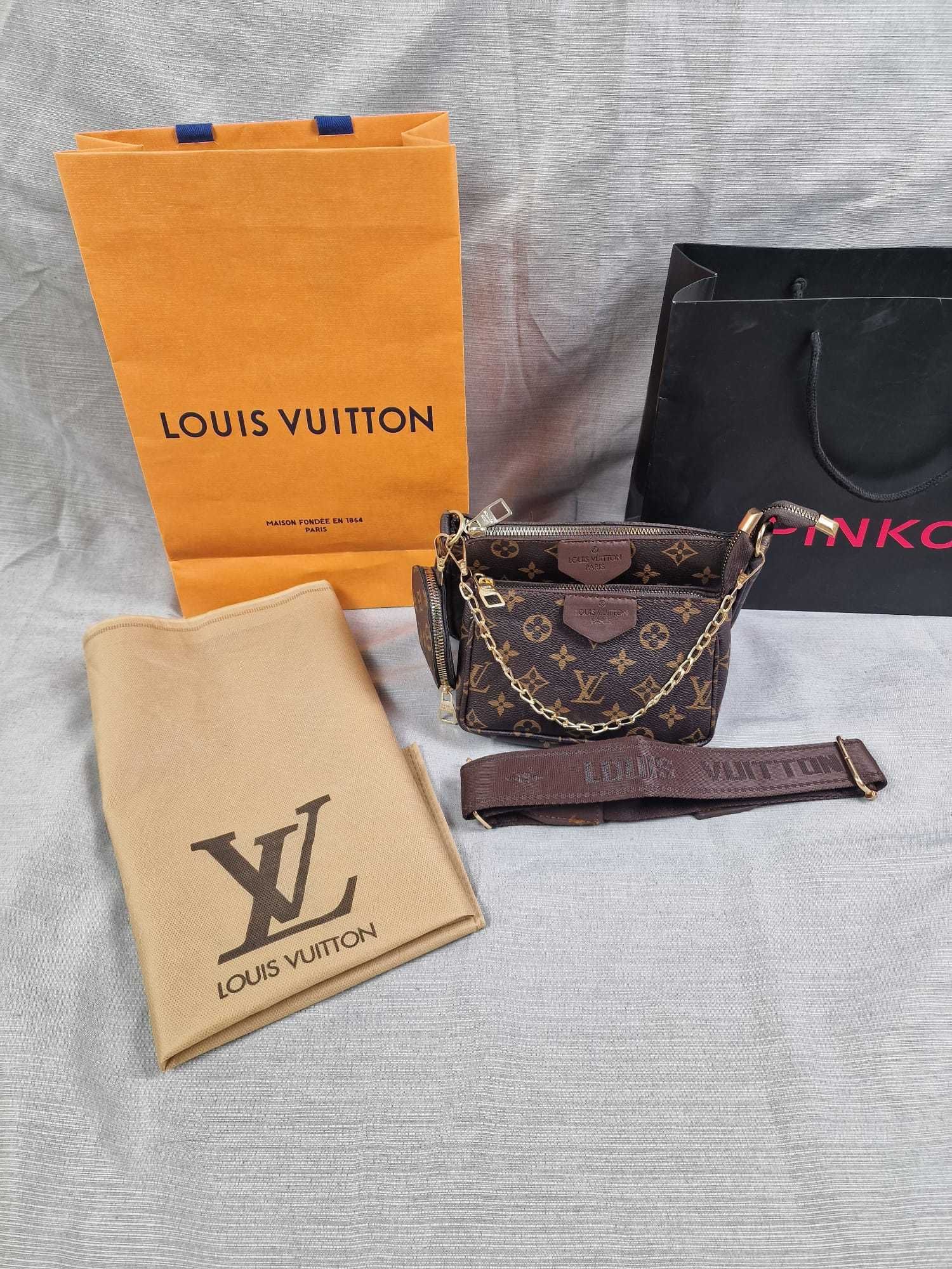 Torebka damska 3w1 LV Louis Vuitton brązowa monogram