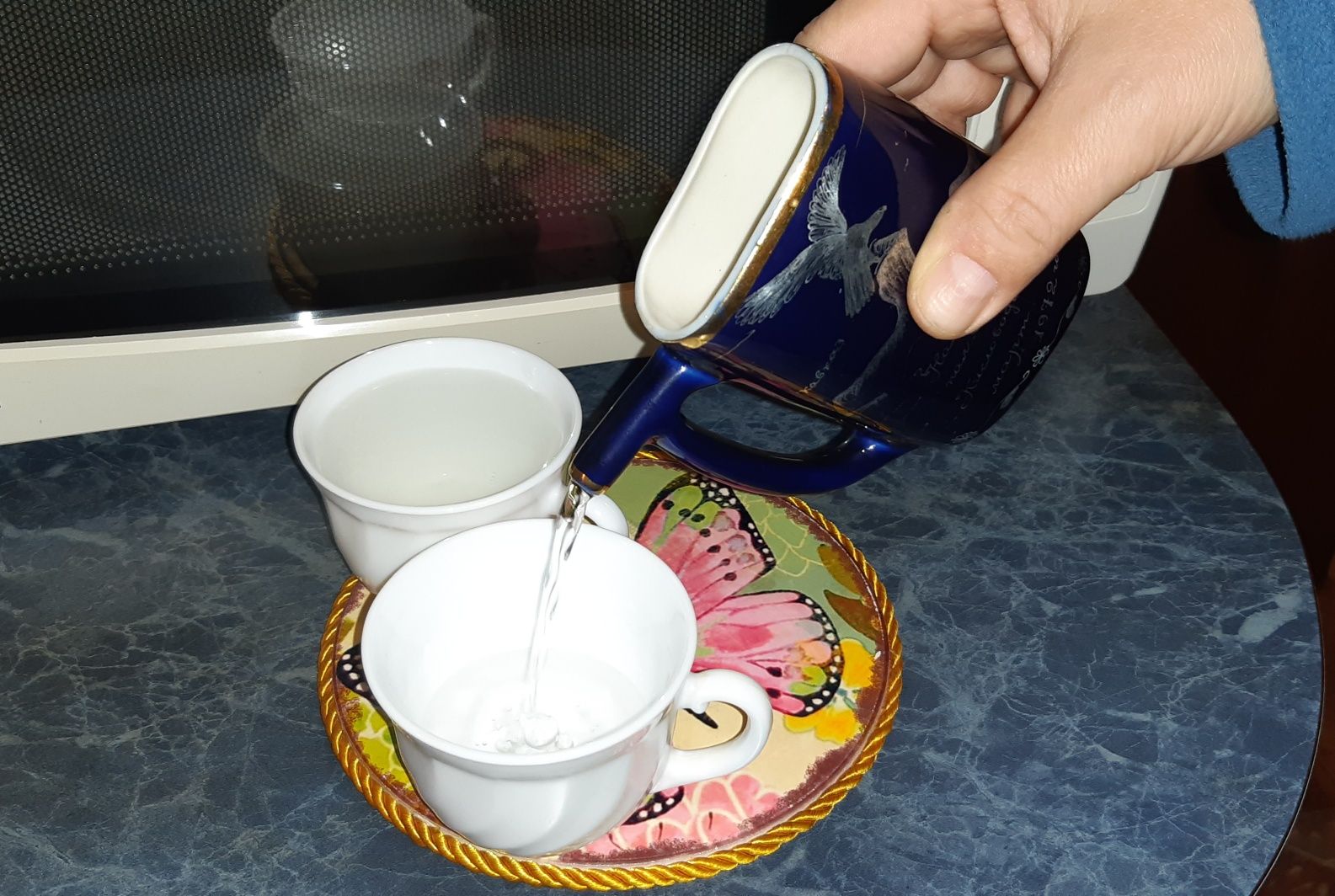 Заварник для лечебного чая в пакетиках (позолота, кобальт)
