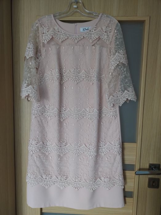 Sukienka damska pudrowy róż rozm 44