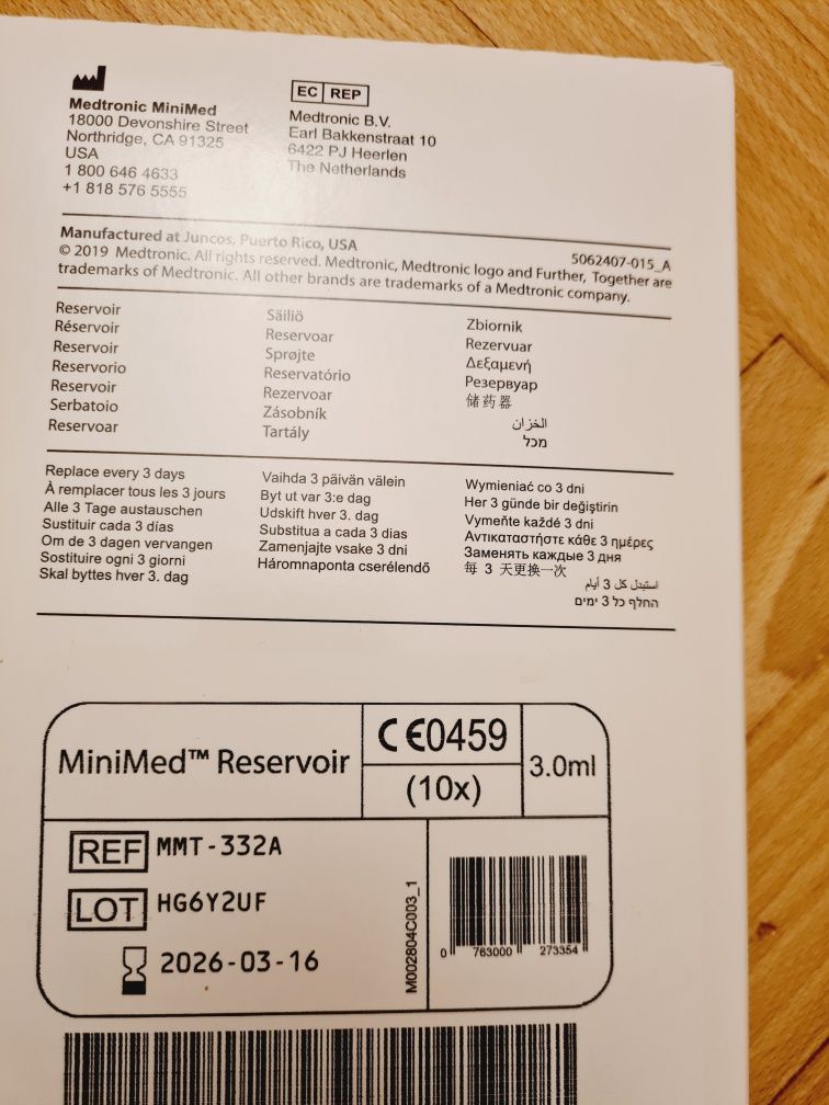 Pojemniki medtronic 3ml na insuline