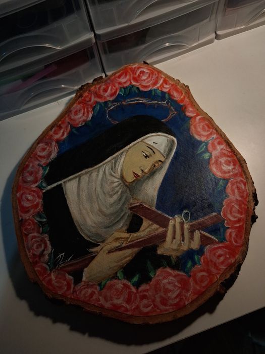 Św.rita namalowana na desce
