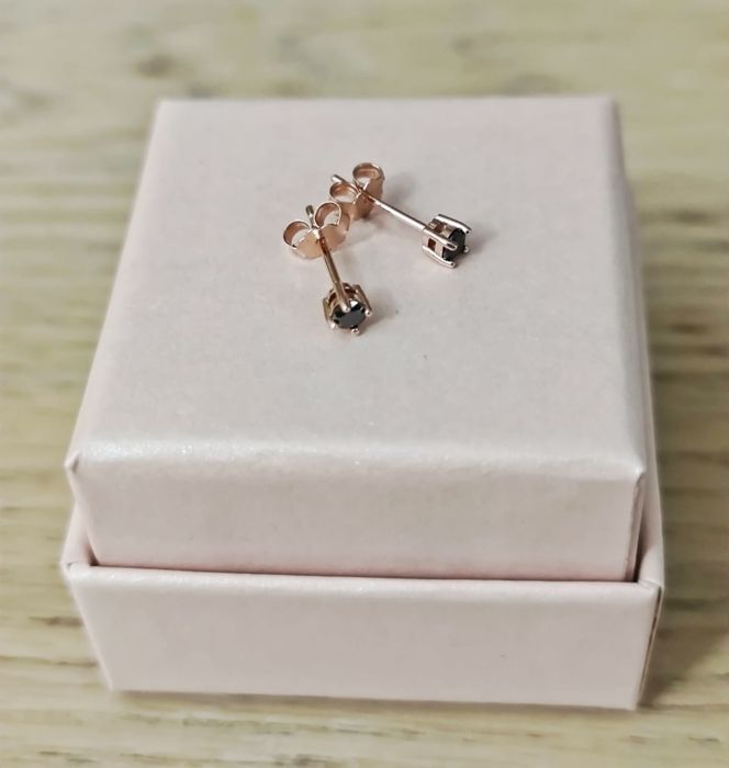 Kolczyki różowe złoto + moissanity_silent luxury
