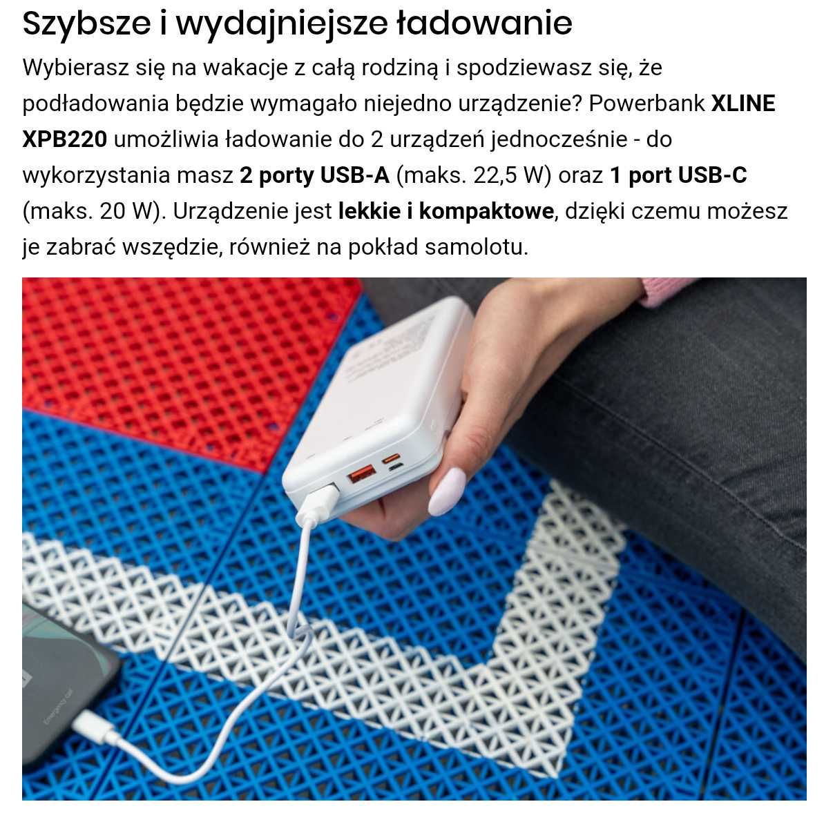 Powerbank XLINE 20000 mAh 22.5W Biały