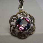 Przedwojenna srebrna zawieszka mystic topaz i markazyty.