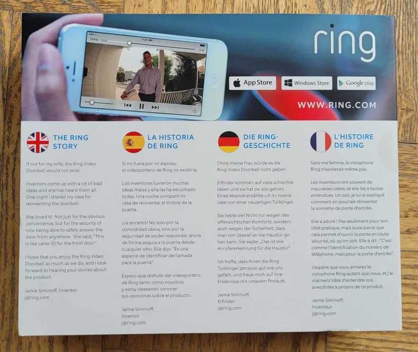 NOWY Wideodomofon Ring Video Doorbell + AKUMULATOR, podgląd na żywo!