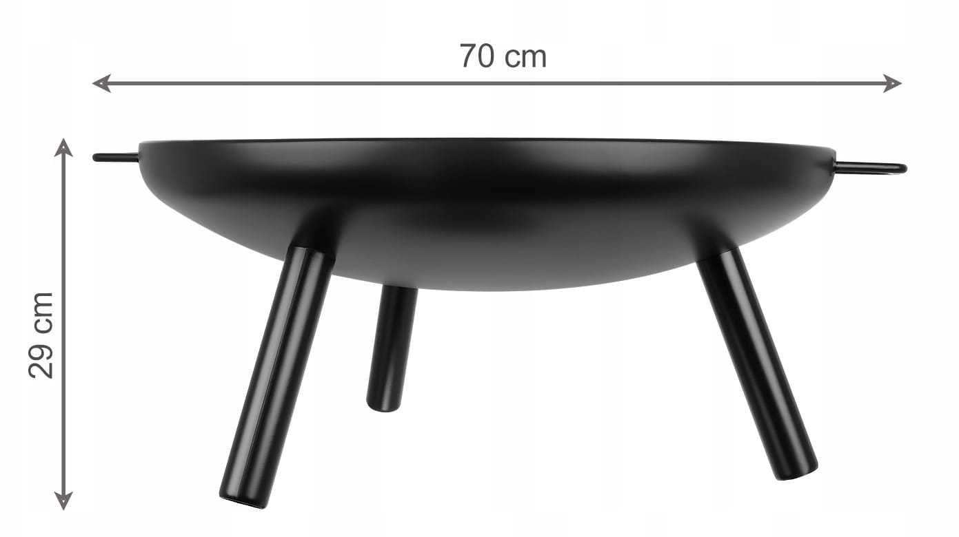 Nowe palenisko ogrodowe do ogniska grilla czarne stalowe okrągłe 60 CM