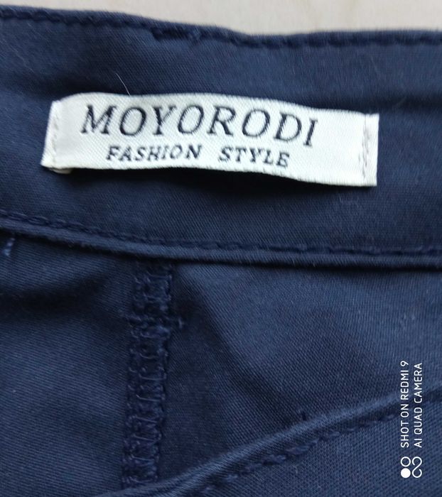 MOYORODI eleganckie spodnie 50 granatowe 104-100cm