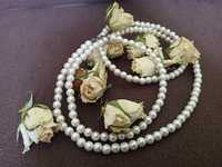 Sztuczne perły 115cm biżuteria PRL