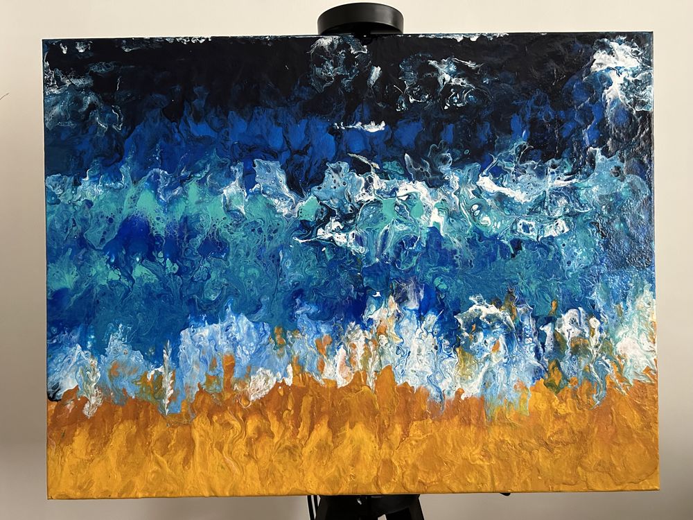 Obraz na płótnie pouring (morska fala), 80x60 cm