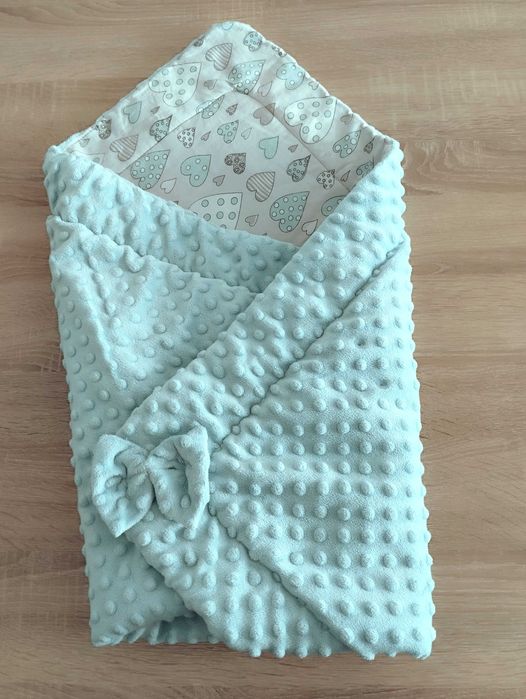 Rożek niemowlęcy dwustronny minky miętowy