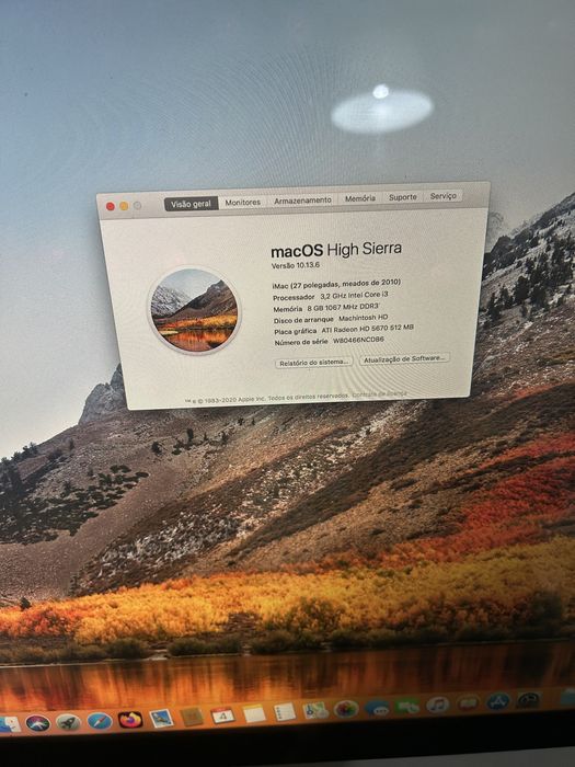 macOS high Sierra(27 polegadas)