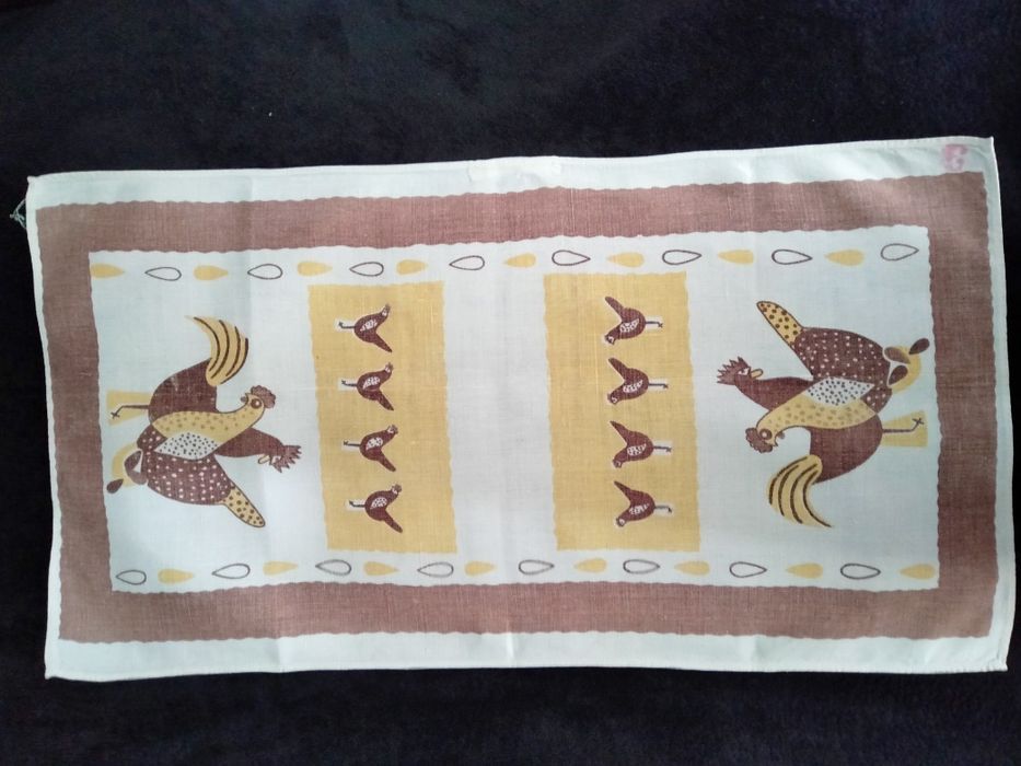 Makatka ściereczka len kura jajko wielkanoc prl