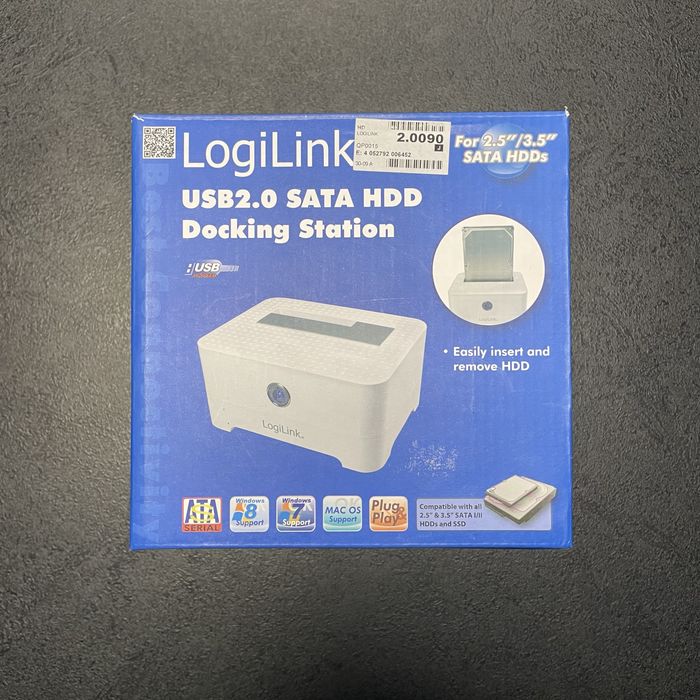 LogiLink USB 2.0 SATA HDD Docking Station (for 2.5”/3.5” SATA HDDs)