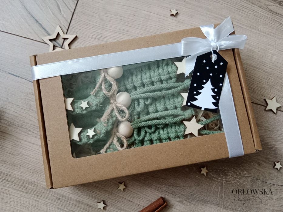 Makrama ozdoby świąteczne na choinkę zestaw box 6szt prezent boho