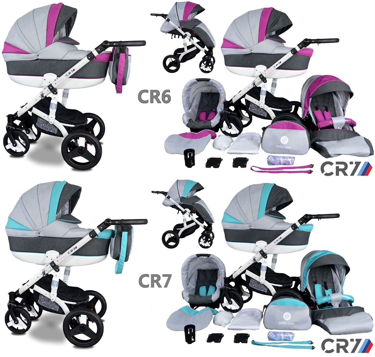 NOWY Wózek Dziecięcy CR7 zestaw 3w1 Gondola Spacerówka Fotelik
